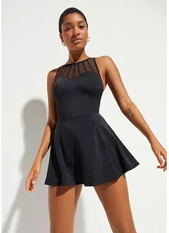 Shape-badekjole med transparent mesh, middels formende, bonprix