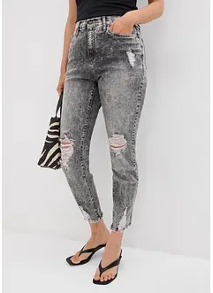 High Waist-mom-jeans med destroyed-effekt, bonprix