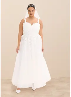 Brudekjole i fin tyll med blonder, bonprix