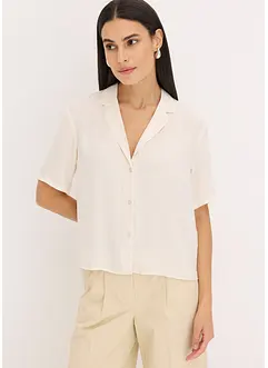 Satengbluse med krage med slag, bonprix