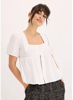 Bluse med puffermer og knapper, bonprix