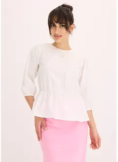 Bluse med puffermer og dyp utringning i ryggen, bonprix