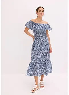 Boho-midikjole med carmen-utringning, av lett bomullsmateriale, bonprix