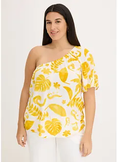 One shoulder-bluse i strukturert viskose, bonprix