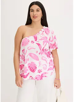One shoulder-bluse i strukturert viskose, bonprix