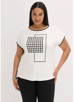 Topp med velplassert trykk og kanter i kontrastfarge, bonprix