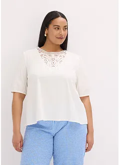 Kortermet bluse med blonder, bonprix