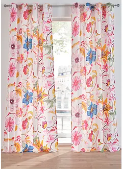 Gardin i resirkulert polyester med trykt blomstermønster (1-pack), bonprix
