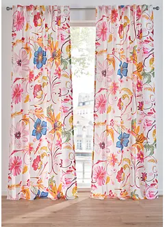 Gardin i resirkulert polyester med trykt blomstermønster (1-pack), bonprix
