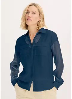 Bluse i strukturert, transparent materiale, bonprix