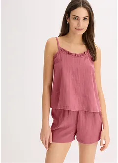 Kort pyjamas i myk musselin med stroppetopp, bonprix