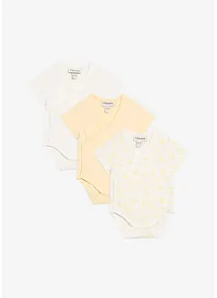 Omslagsbody til baby i 100% økologisk bomull med korte ermer (3-pack), bonprix