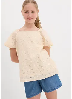 Trikotbluse med hullbroderi, bonprix