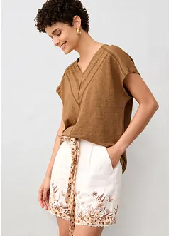 T-skjorte i 100% lin med blonder, bonprix