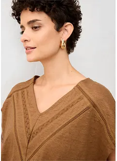 T-skjorte i 100% lin med blonder, bonprix