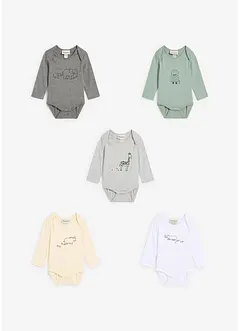 Langermet body til baby av økologisk bomull (5-pack), bonprix