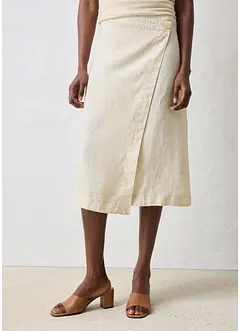 Omslagsskjørt i 100% lin, bonprix