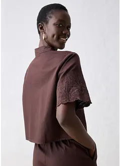 Skjortebluse i kort modell med silke, bonprix
