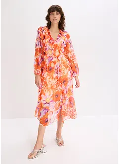 Chiffonkjole med volanger, bonprix