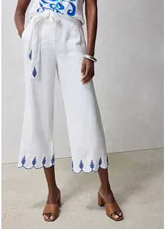 Culottes i lin med belte (2-delt sett), bonprix