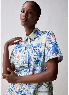 Skjortebluse med silkeandel, bonprix