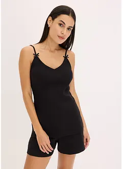 Kort pyjamas i ribbemateriale i 100% bomull, bonprix
