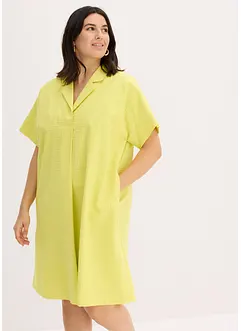 Kjole i bomull og vid modell med sydd fold, bonprix