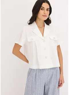 Kortarmet bluse i bomullspoplin, bonprix