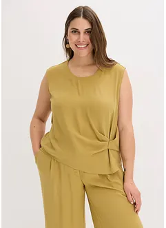 Ermeløs bluse med knute, bonprix