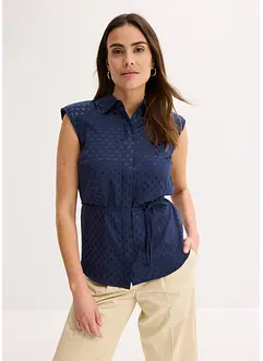 Satengbluse med knyting, bonprix