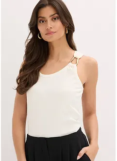 Ribbet topp med pyntespenne i hamret materiale, bonprix