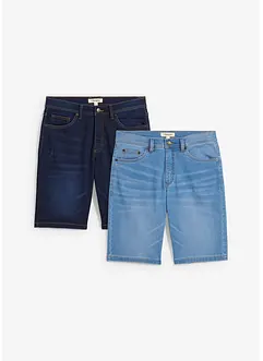 Bermudashorts i sweat-denim, Slim Fit (2-pack), bonprix