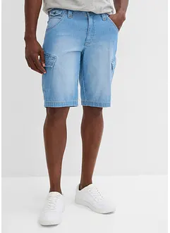 Cargo-bermudashorts i lett denim i 100% bomull, Relaxed Fit (2-pack), bonprix