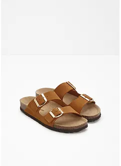 Slip-in sandal i skinn, bonprix