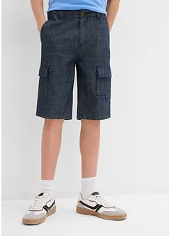 Lang cargoshorts i Chambray-materiale, Regular Fit, bonprix