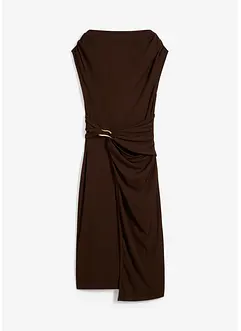 Midikjole i ribbet stil med drapering, bonprix