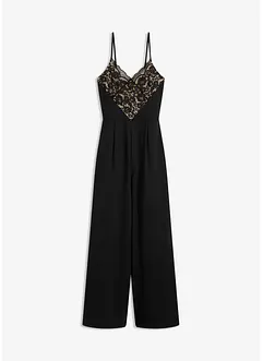 Jumpsuit i jersey med blonder, bonprix