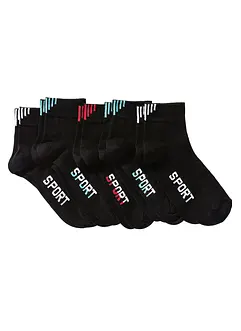 Treningssokker med tekst (5-pack) med økologisk bomull, bonprix