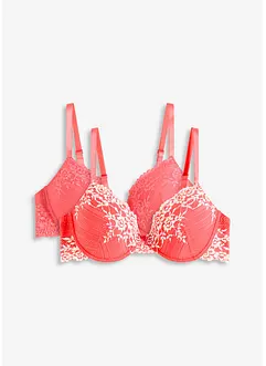 Vattert BH med flerfargede blonder (2-pack), bonprix