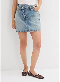 Jeansskjørt med asymmetrisk linning, bonprix