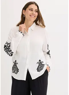 Bluse i myk viskosemiks med broderi, bonprix