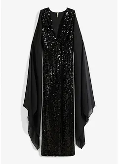 Paljettkjole med lange chiffonermer, bonprix