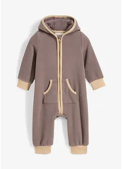Fleeceoverall med hette og bamse-applikasjon, bonprix