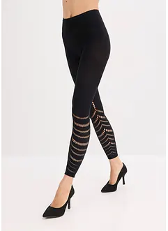 Leggings med komfortlinning og hullbroderi 80 DEN, bonprix
