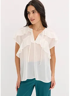 Chiffonbluse med volanger, bonprix