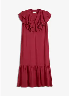 Midikjole med volanger av strukturert krepp, bonprix