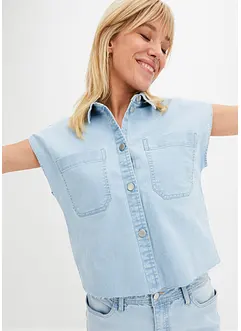 Kort boxy jeansbluse, bonprix