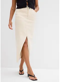 Jeansskjørt med splitt, bonprix