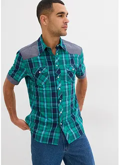 Kortermet skjorte  med denimbesetning, bonprix