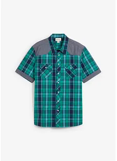 Kortermet skjorte  med denimbesetning, bonprix